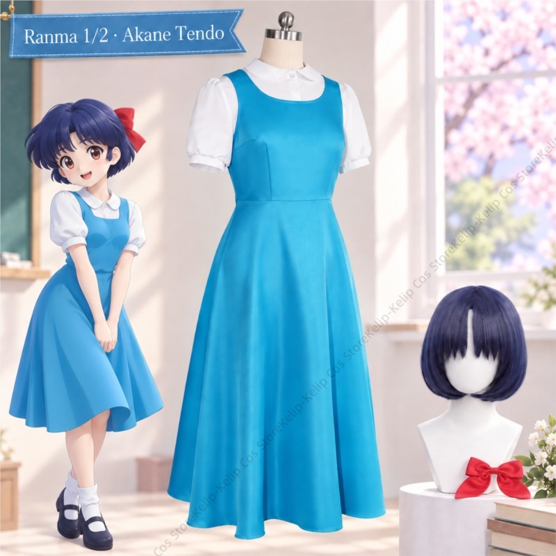 Ranma 1/2 Akane Tendo Cosplay  - đánh giá và giá Anime Cosplay Blue Hair